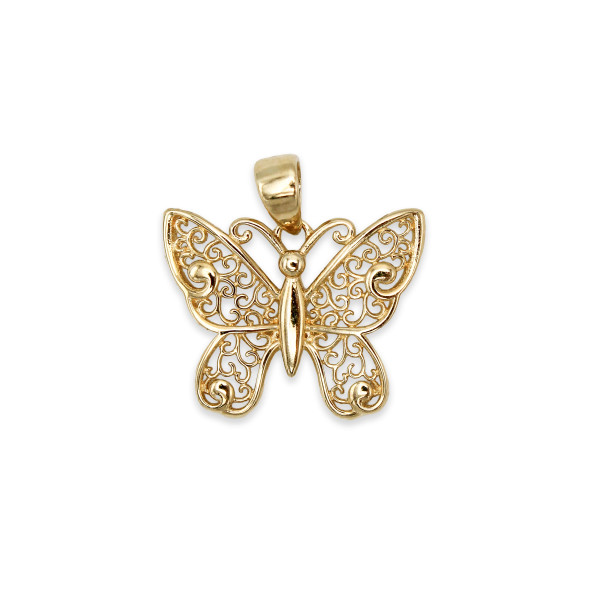 14kt Filigree Design Butterfly Pendant
