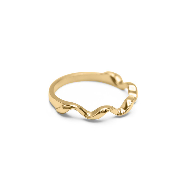 14K HIGH POLISH WAVE BAND - SIZE 7