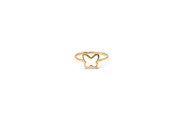 14K BUTTERFLY OUTLINE HIGH POLISH RING - SIZE 8