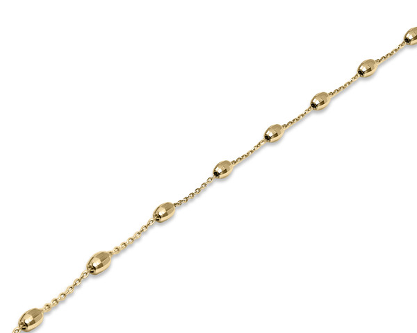 14K YG BEADED ANKLET - 10"