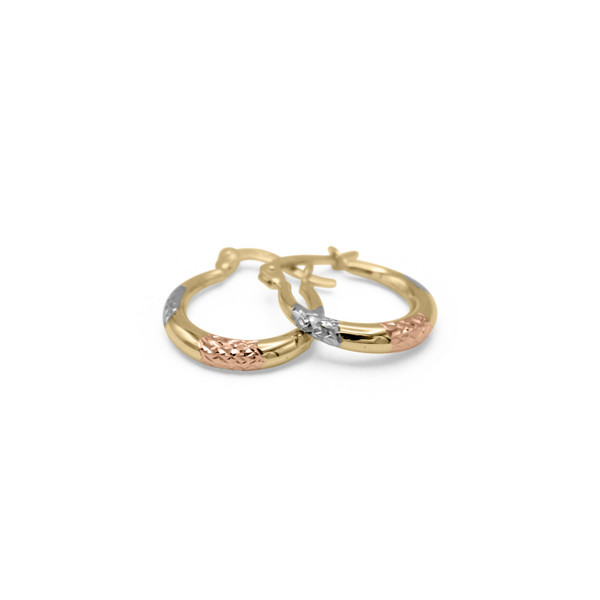 14K TRI COLOR LATCH BACK DC HOOPS