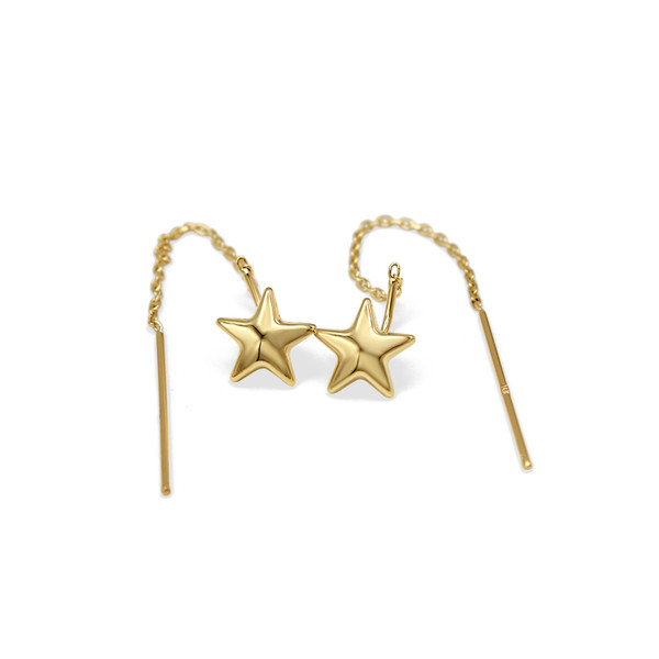 14K YG STAR THREADER EARRINGS