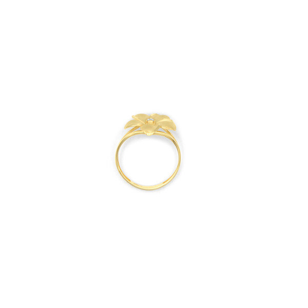 14K YG CZ PLUMERIA FLOWER RING - SIZE 8