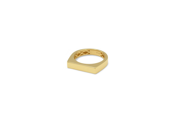 14K YG 19MM x 4MM BAR RING - SIZE 11