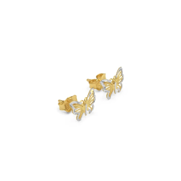 14K TWO-TONE DC BUTTERFLY STUD