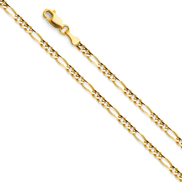 14kt 3mm Semi-Solid Yellow Gold Figaro - 22"