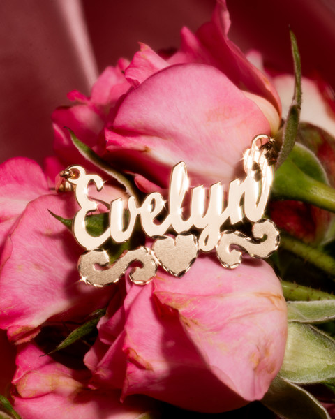 14kt Custom Nameplate With Heart Design - NMP201