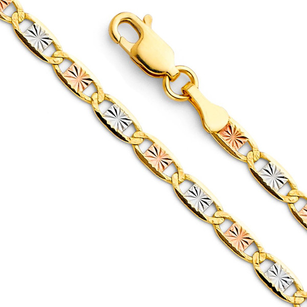 14kt 3.2mm Tri-Color Valentino Chain - 22" 