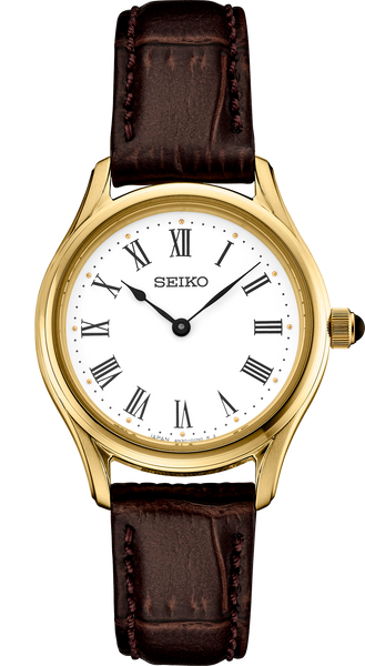 [Brand New] Seiko Women's Essentials Brown Leather Strap Watch - SWR072