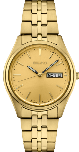 [Brand New] Seiko Essentials Quartz Gold Dial Men's Watch -  SUR434