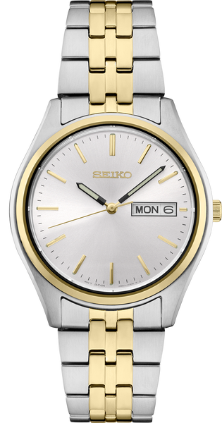 [Brand New] Seiko Essentials Quartz Silver Dial Men's Two Tone Bracelet Wrist Watch SUR430