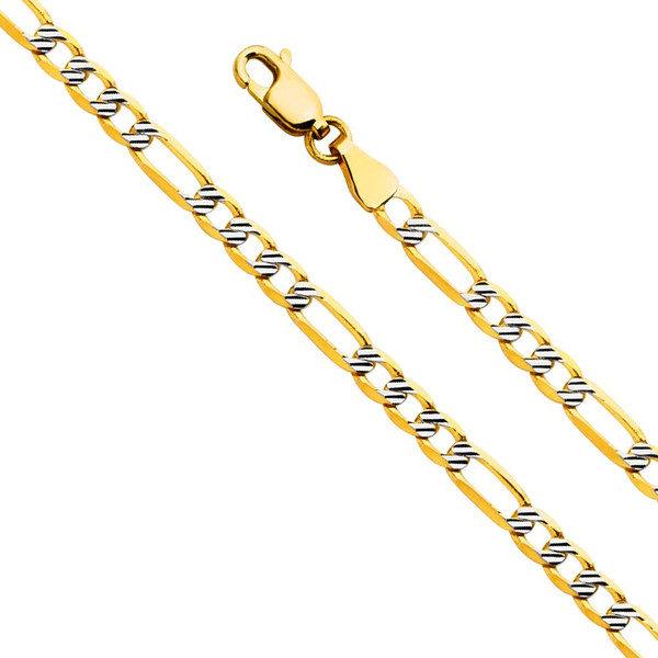 14kt 4mm Semi-Solid Italian Made WP Figaro Chain - 24"