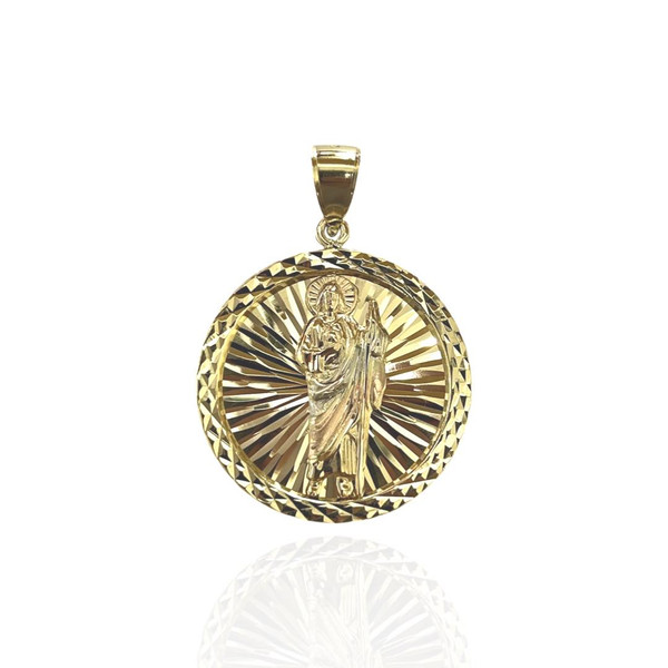 14kt Round Tri-Color St. Jude Pendant - 1.5"