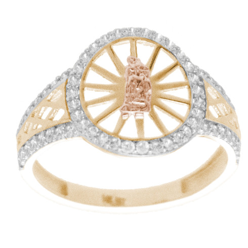 Yellow, Red & White Gold Ring with CZ - 14 K - RGO265