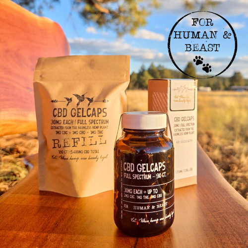 30mg CBD per gelcap | Made in the USA For Human and Beast Dog Cat Horse