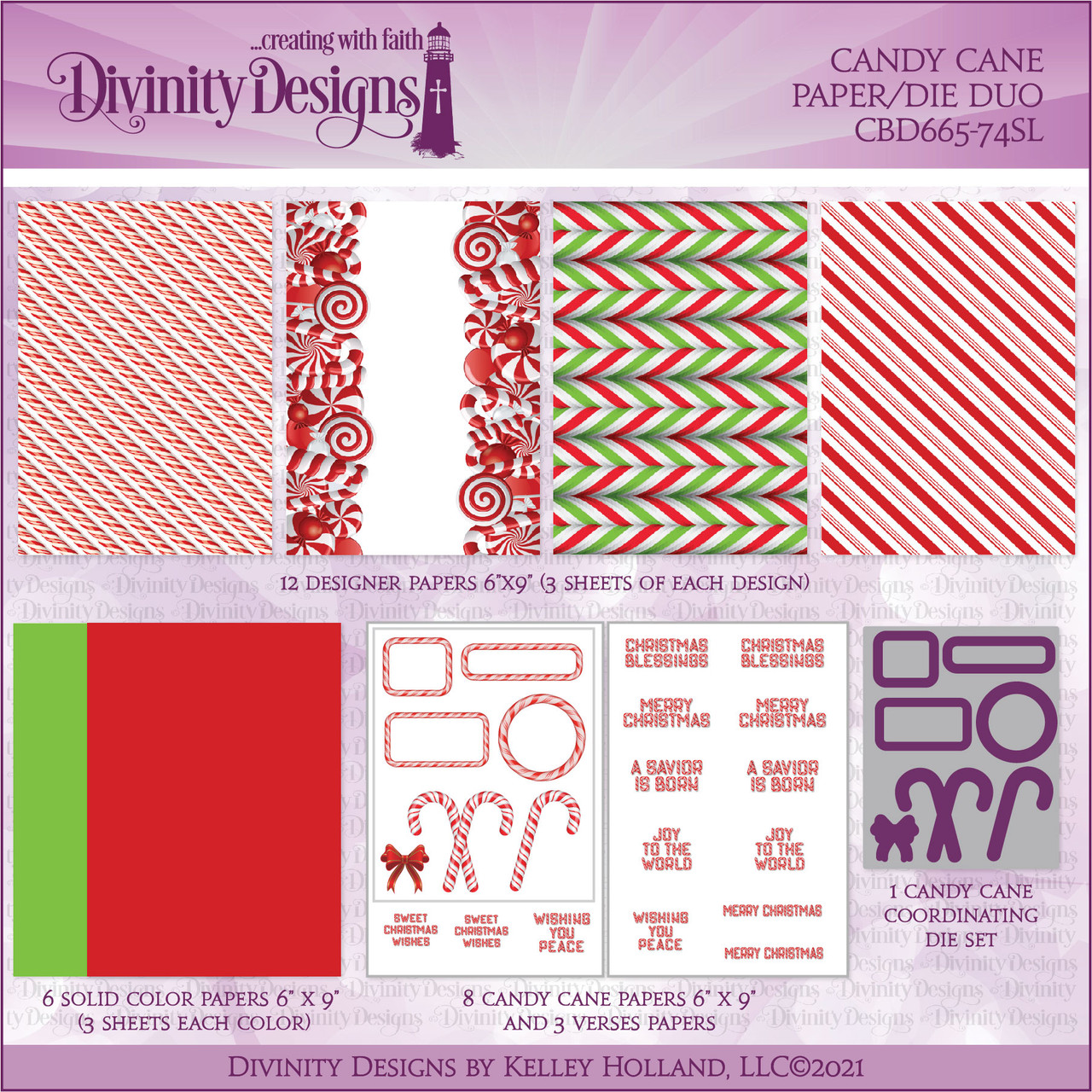CANDY CANE PAPER/DIE DUOS - SLIMLINE SIZED 6X9