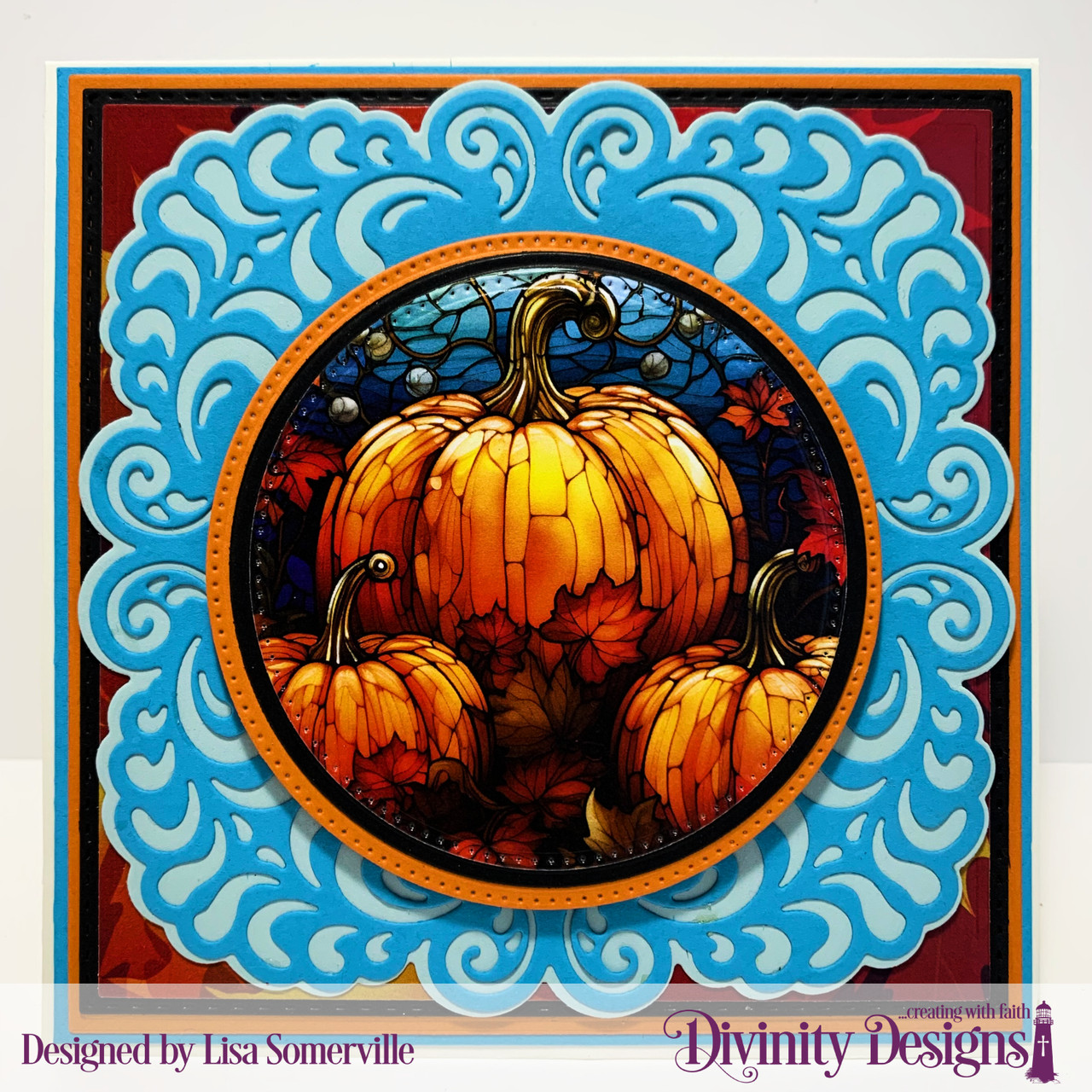 STAINED GLASS PUMPKINS SQUARE CARD FRONTS STAINED GLASS PUMPKINS SQUARE CARD FRONTS