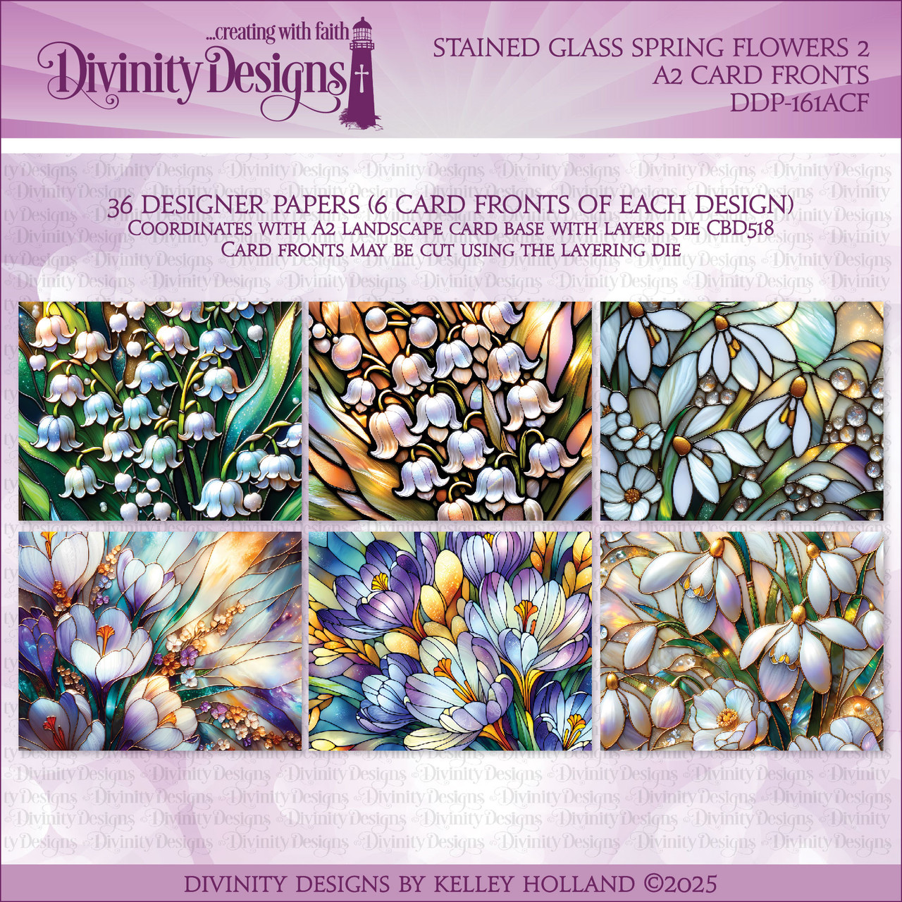 STAINED GLASS SPRING FLOWERS 2 - A2 CARD FRONTS