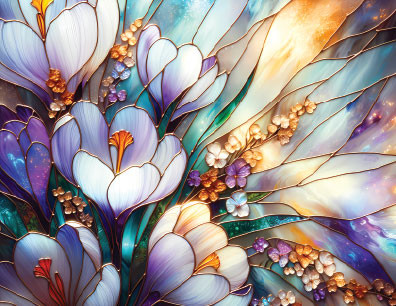 STAINED GLASS SPRING FLOWERS 2 - A2 CARD FRONTS