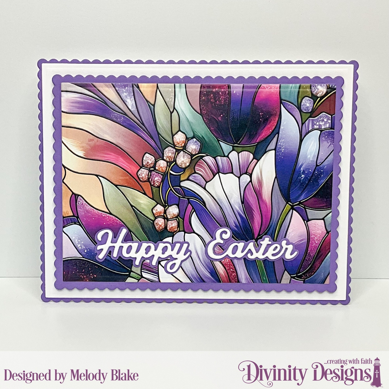 STAINED GLASS SPRING FLOWERS A2 CARD FRONTS