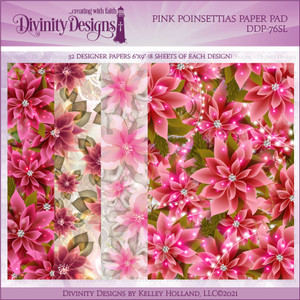 PINK POINSETTIAS PAPER PAD - SLIMLINE SIZED 6X9 PINK POINSETTIAS PAPER PAD - SLIMLINE SIZED 6X9