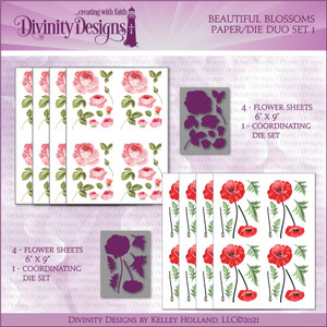 BEAUTIFUL BLOSSOMS PAPER/DIE DUO SET 1 - SLIMLINE SIZED 6X9 BEAUTIFUL BLOSSOMS PAPER/DIE DUO SET 1 - SLIMLINE SIZED 6X9