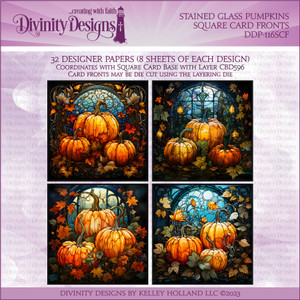 STAINED GLASS PUMPKINS SQUARE CARD FRONTS STAINED GLASS PUMPKINS SQUARE CARD FRONTS