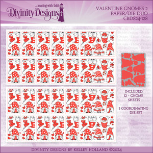 VALENTINE GNOMES 2 PAPER/DIE DUOS - SLIMLINE SIZED 6X9 VALENTINE GNOMES 2 PAPER/DIE DUOS - SLIMLINE SIZED 6X9