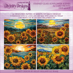 STAINED GLASS SUNFLOWER SCENES A2 CARD FRONTS STAINED GLASS SUNFLOWER SCENES A2 CARD FRONTS