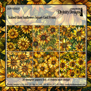 STAINED GLASS SUNFLOWER SQUARE CARD FRONTS STAINED GLASS SUNFLOWER SQUARE CARD FRONTS