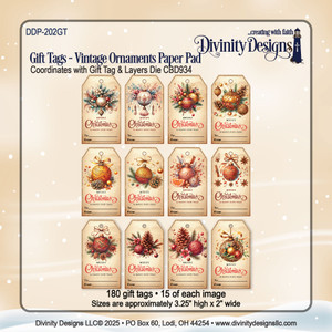 GIFT TAGS - VINTAGE ORNAMENTS PAPER PAD GIFT TAGS - VINTAGE ORNAMENTS PAPER PAD