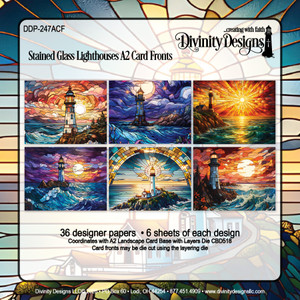 STAINED GLASS LIGHTHOUSES A2 CARD FRONTS