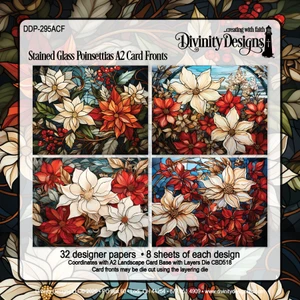 STAINED GLASS POINSETTIAS A2 CARD FRONTS PAPER PAD