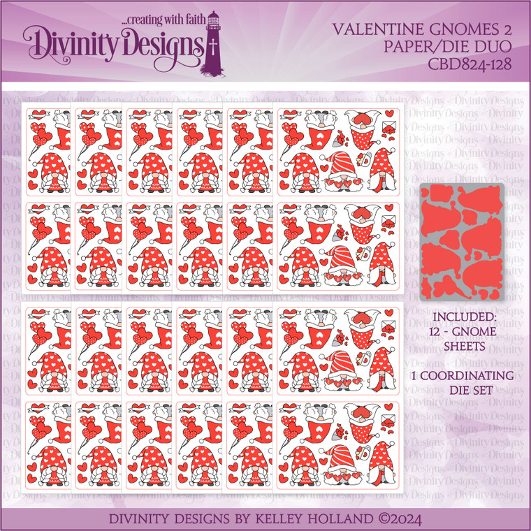 VALENTINE GNOMES 2 PAPER/DIE DUOS - SLIMLINE SIZED 6X9
