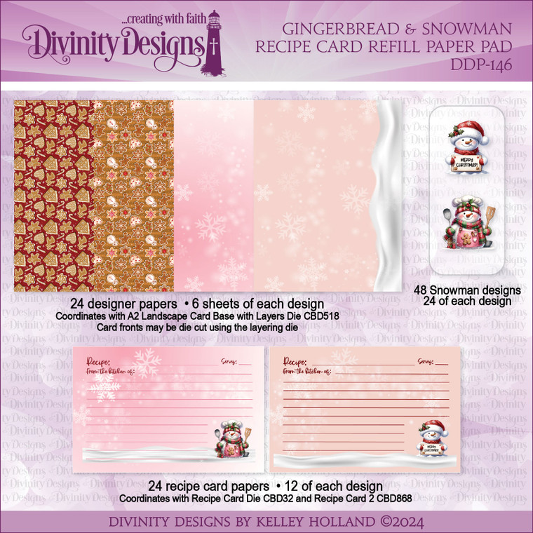 GINGERBREAD AND SNOWAN RECIPE CARD REFILL PAPER PAD