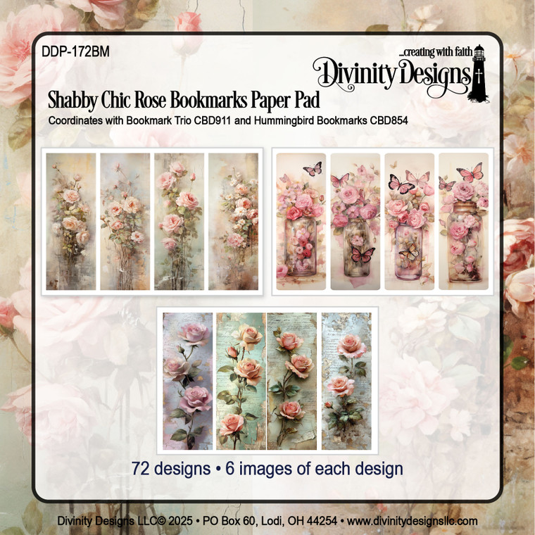 SHABBY CHIC ROSE BOOKMARKS PAPER PAD