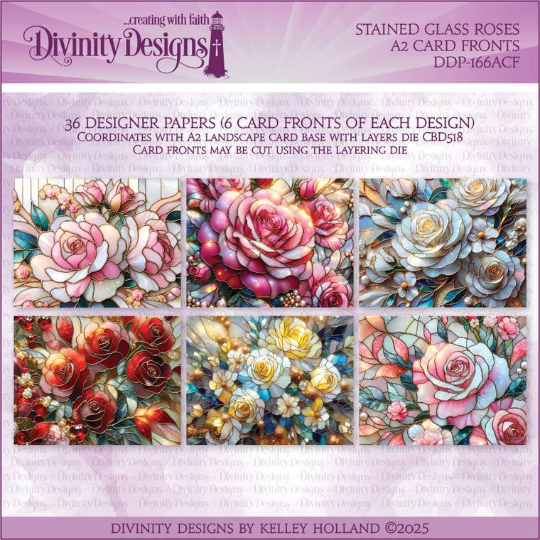 STAINED GLASS ROSES A2 CARD FRONTS