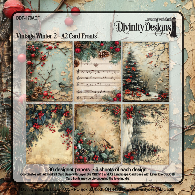 VINTAGE WINTER 2 A2 CARD FRONTS PAPER PAD