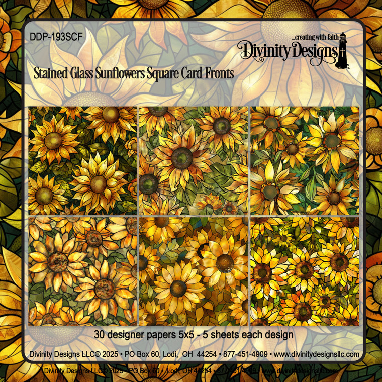 STAINED GLASS SUNFLOWER SQUARE CARD FRONTS