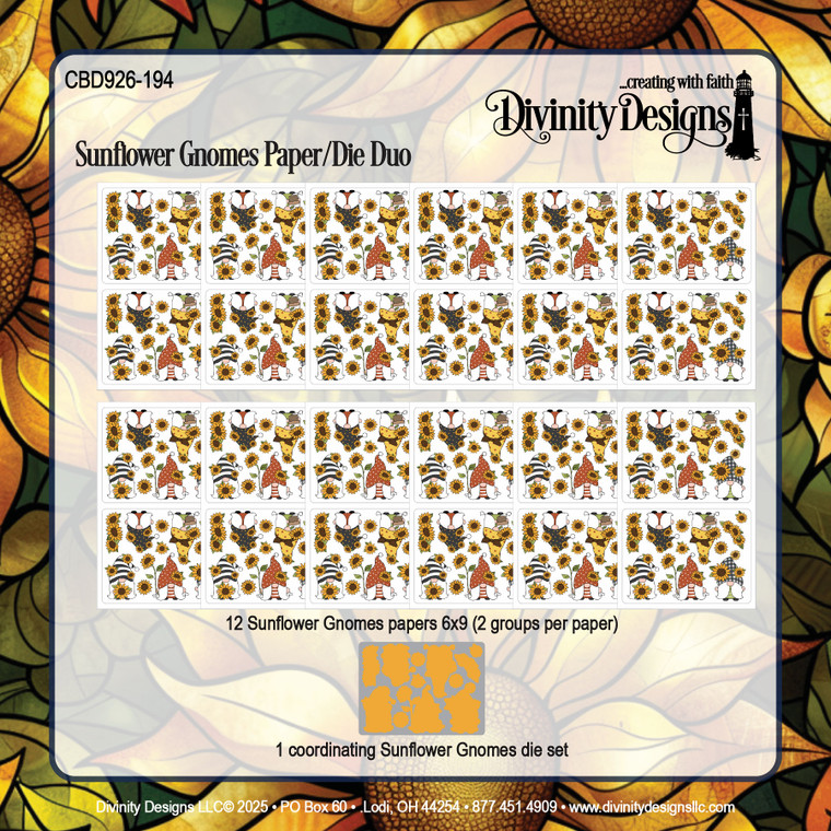 SUNFLOWER GNOMES  PAPER/DIE DUO