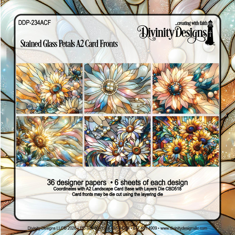 STAINED GLASS PETALS A2 CARD FRONTS PAPER PAD