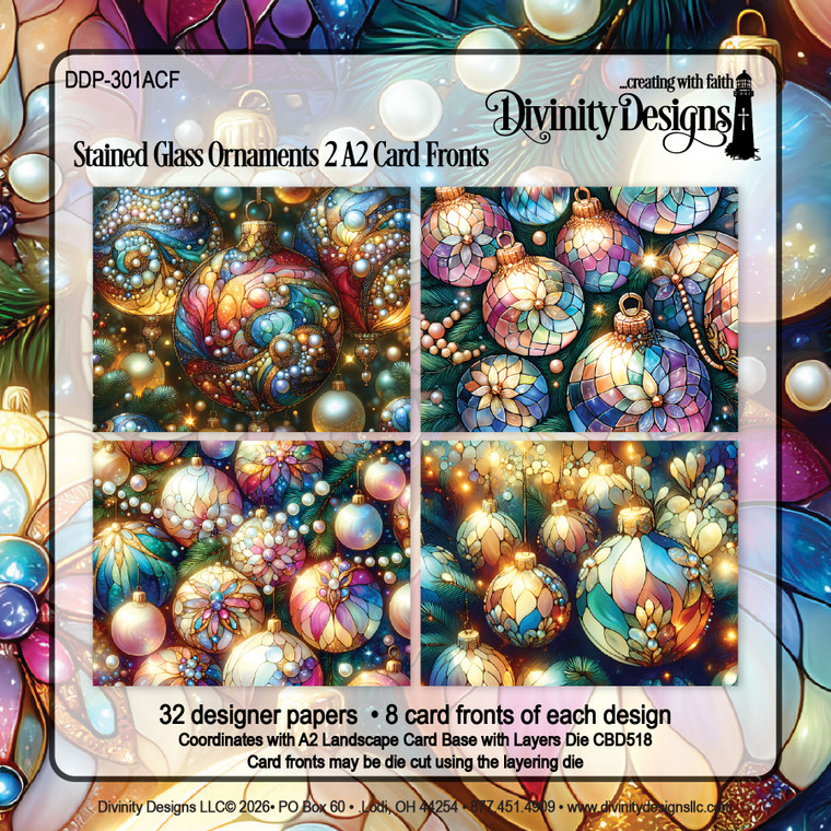 STAINED GLASS ORNAMENTS 2 A2 CARD FRONTS PAPER PAD