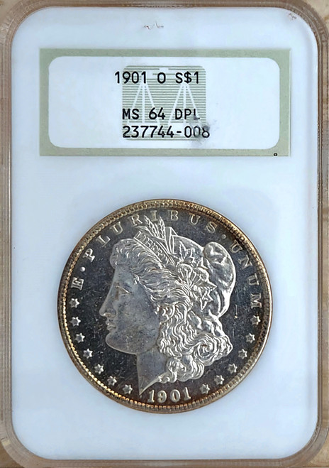 1901-O NGC MS64 DMPL Morgan Dollar, OLD Holder, GORGEOUS Natural RIM TONING. 1901-O NGC MS64 DMPL Morgan Dollar, OLD Holder, GORGEOUS Natural RIM TONING.