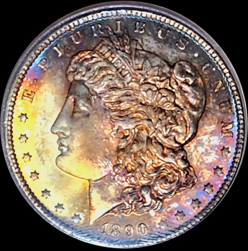 1890 CC $1 PCGS MS-64 CAC,OBH; GORGEOUS RAINBOW  TONING 1890 CC $1 PCGS MS-64 CAC,OBH; GORGEOUS RAINBOW  TONING