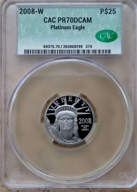 2008 W $25 Proof DCAM CACG PR-70DCAM , PERFECT BLACK AND WHITE DEEP,DEEP CAMEO CERTIFIED BY CAC!