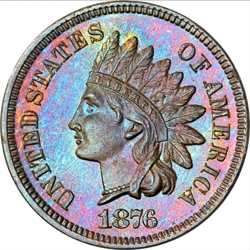 1876 1c Rainbow toned NGC PR-66BN, GORGEOUS!