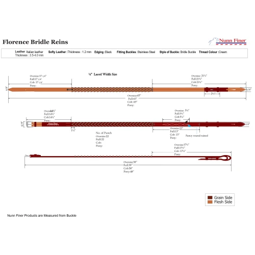 Hunter Bridle Reins Size Chart
