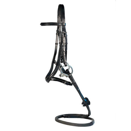 Black Italian Leather Anatomical Dressage Bridle 