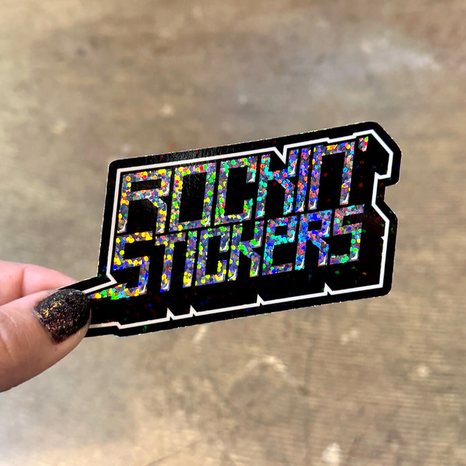 Rainbow glitter holographic sticker.