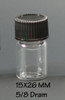 1/2 Dram (15 mm X 26 mm) Clear Glass Vial 13-425 neck finish with Plastic Cone Liner Caps [144 PCS]